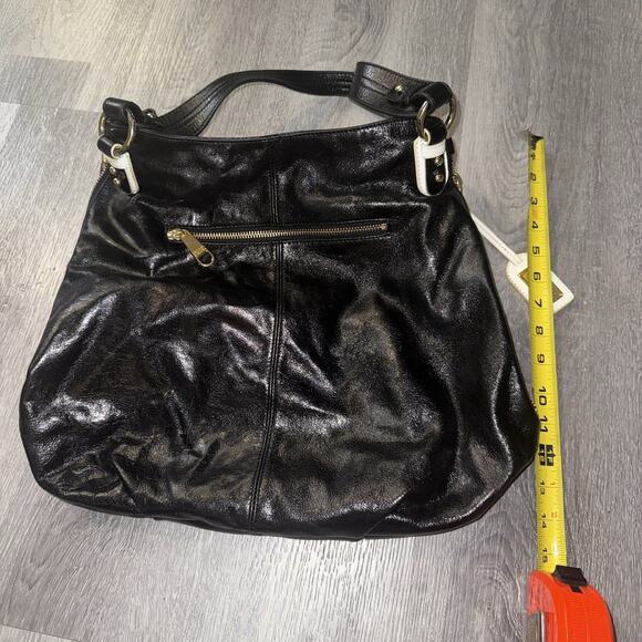 Badgley Mischka Black Leather Hobo Shoulder Bag – Studded Accent - Picture 9 of 12